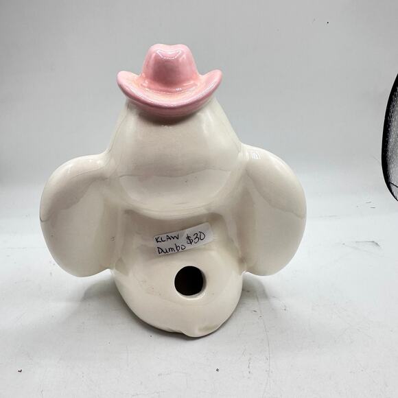 Ceramic VINTAGE 6" Disney Dumbo ELEPHANT with PINK COWBOY HAT FIGURE - Picture 3 of 6